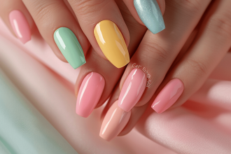 Ongles en gel court élégants avec des designs tendance et soignés