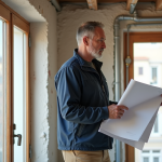 Architecte examinant l'isolation dans un appartement rénové