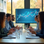 Groupe de professionnels discutant des données économiques