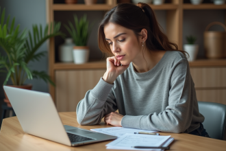 Femme organisée travaillant son budget à la maison
