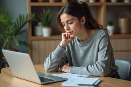 Femme organisée travaillant son budget à la maison