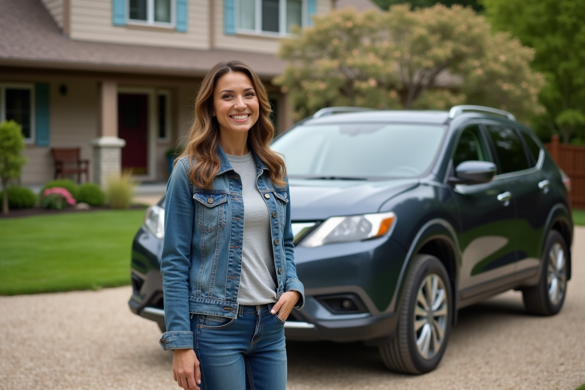 Femme souriante près d