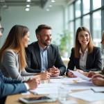 Groupe de professionnels divers en réunion au bureau