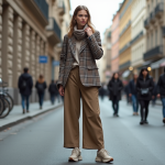 Jeune femme en ville avec style vintage et moderne