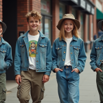 Groupe de jeunes dans la rue des années 90 avec style décontracté
