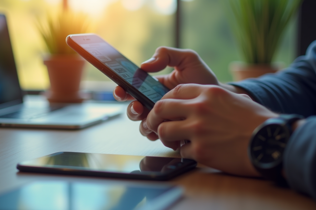 Une personne utilise un smartphone avec une interface dapplication mobile attrayante