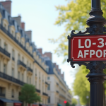 Panneau de rue parisien avec code postal ensoleille