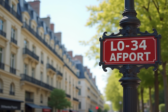 Panneau de rue parisien avec code postal ensoleille