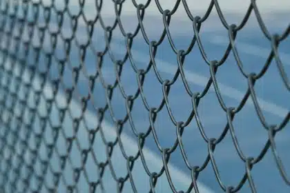 grey metal chain link fence