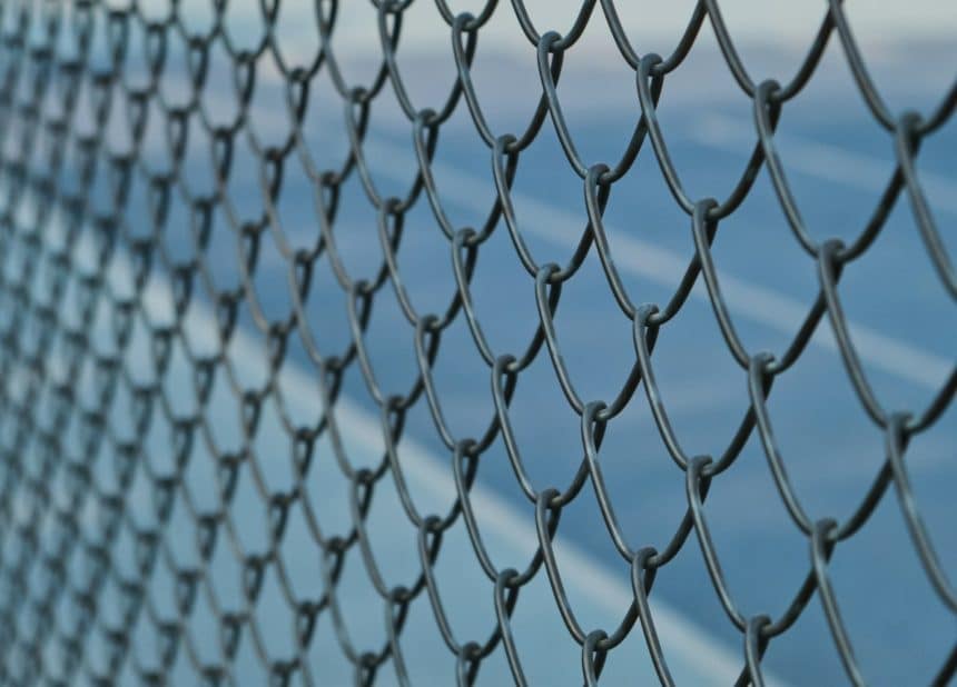 grey metal chain link fence