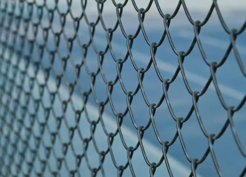 grey metal chain link fence